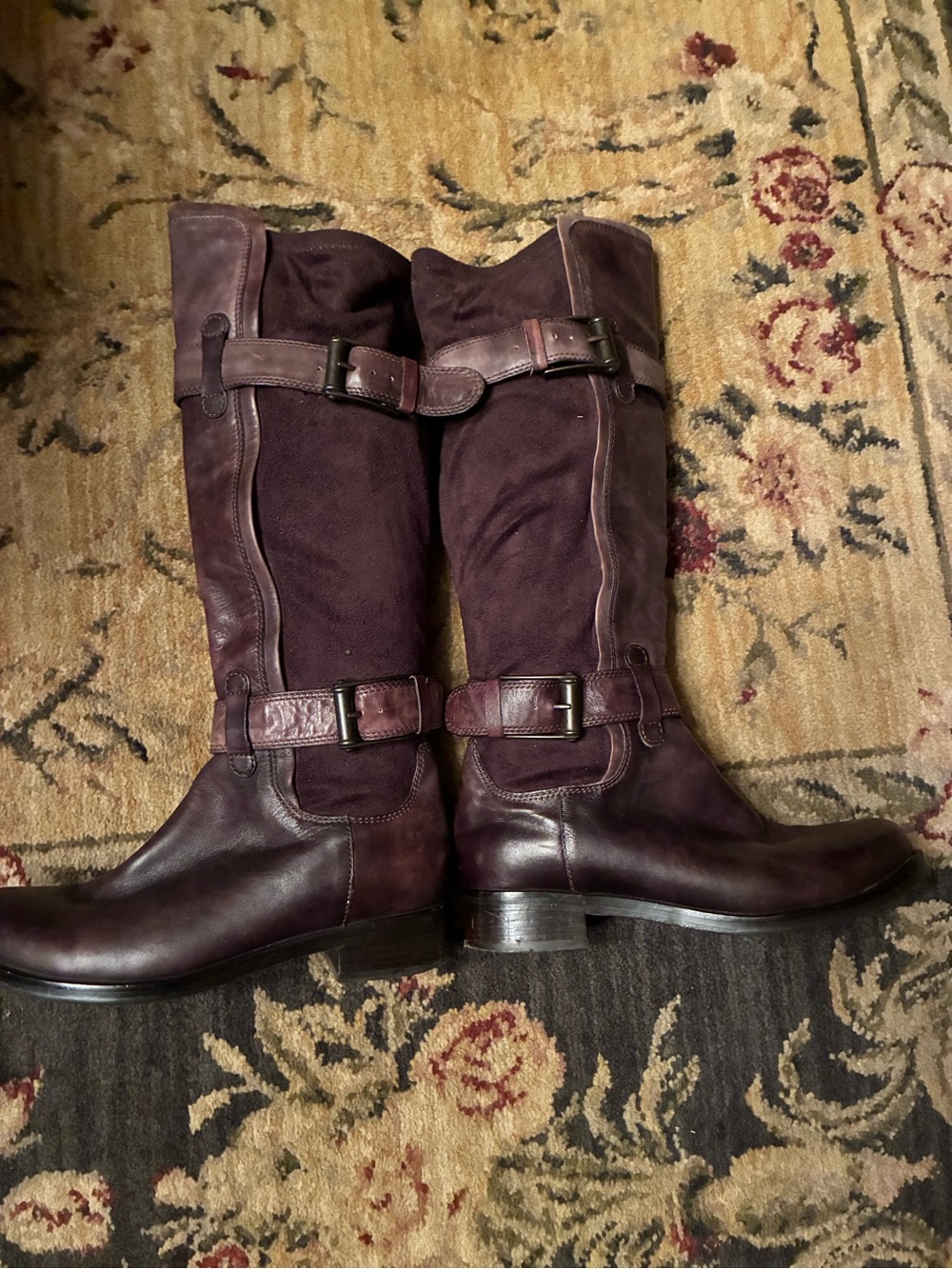 Cole Haan Brown Leather & Suede Riding Boots Nike Whitley Adjustable Buckles 6.5